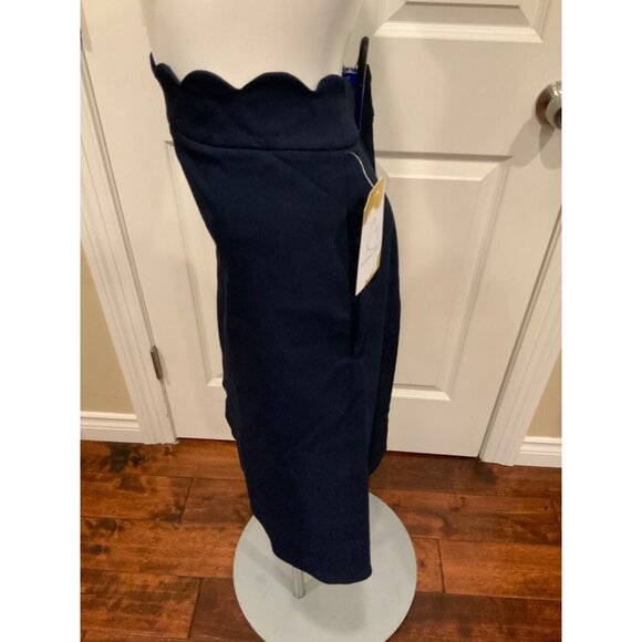 J. McLaughlin Navy Blue A-Line Skirt W/ Scalloped Waist, Size 10 - Picture 4 of 7